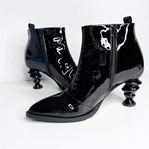 John Fluevog Powerhouse Rashida Black Patent Bootie 11
